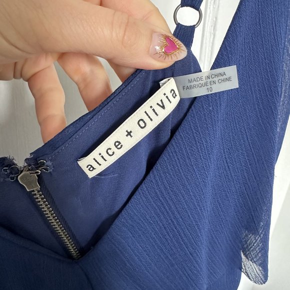 Alice + Olivia Blue Ruffle Mini Dress Size 10 - Picture 4 of 4